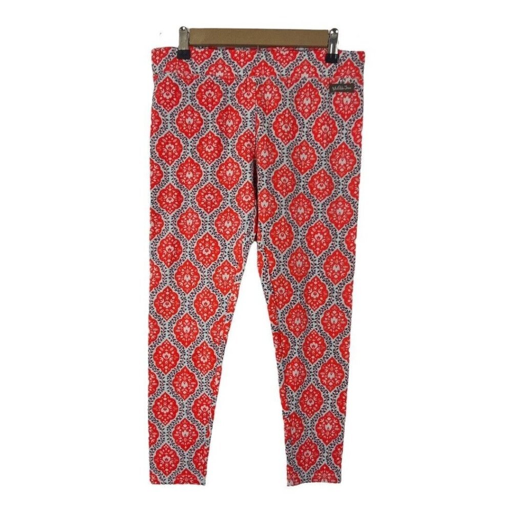 Matilda Jane Womens Size Small Navy & Coral Arabesque Big Heart Capri Leggings